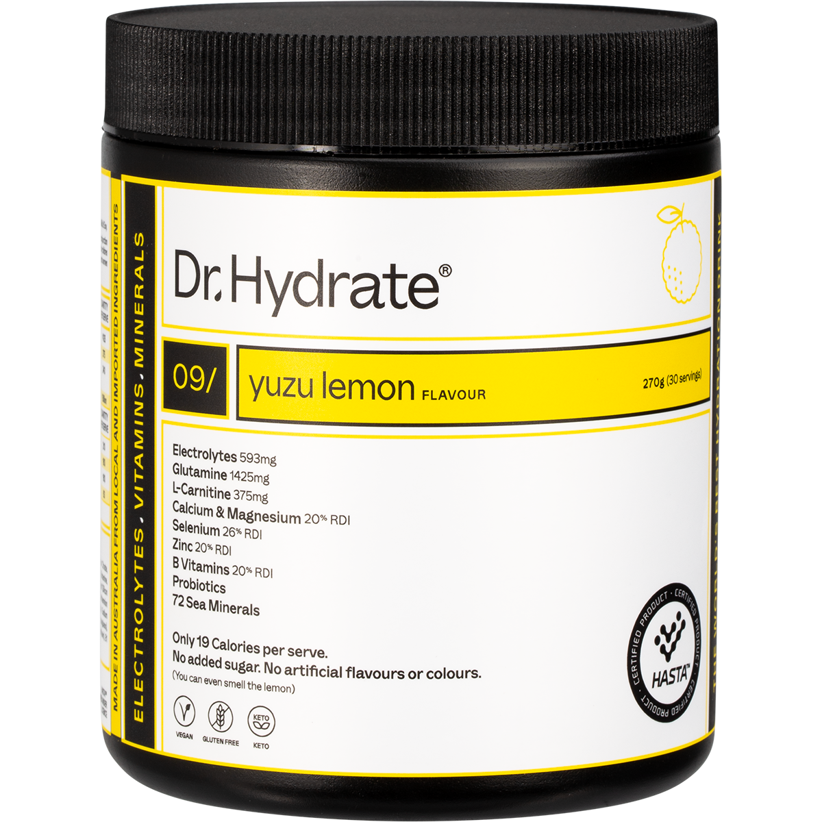 Dr. Hydrate All-In-One Hydration Drink Hasta Cert Yuzu Lemon 270g