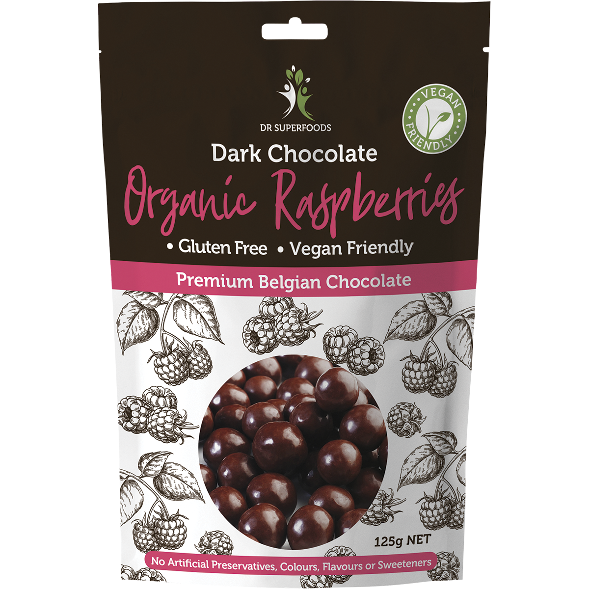 Dr Superfoods Raspberries Organic Dark Chocolate 125g
