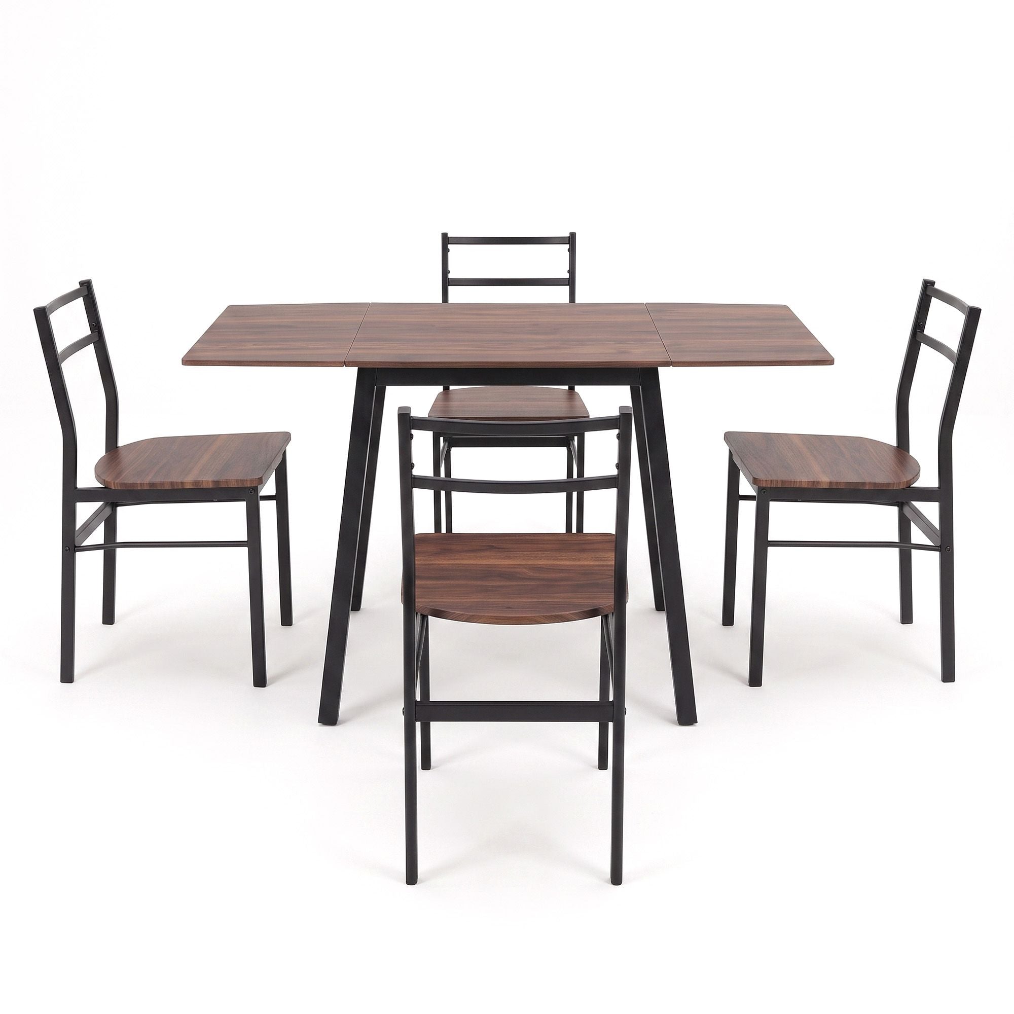 Artiss Dining Table and Chairs Set 5pcs Extendable 60-120cm Drop-Leaf Brown