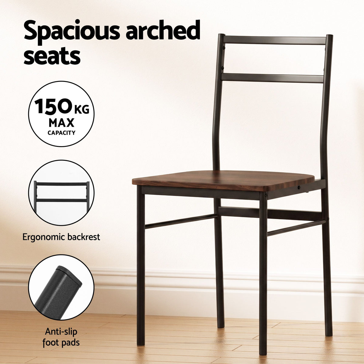 Artiss Dining Table and Chairs Set 5pcs Extendable 60-120cm Drop-Leaf Brown
