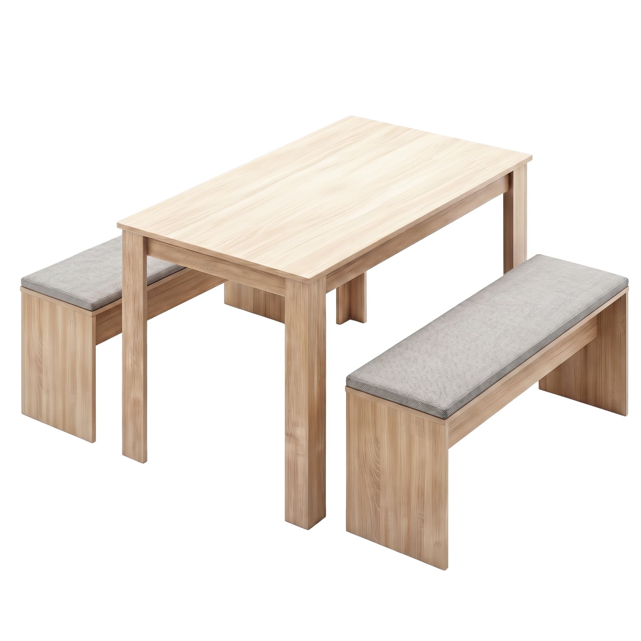 Artiss 3 Piece Dining Sets, 120cm Wooden Dining Table and 2 Upholstered Chairs Set Oak