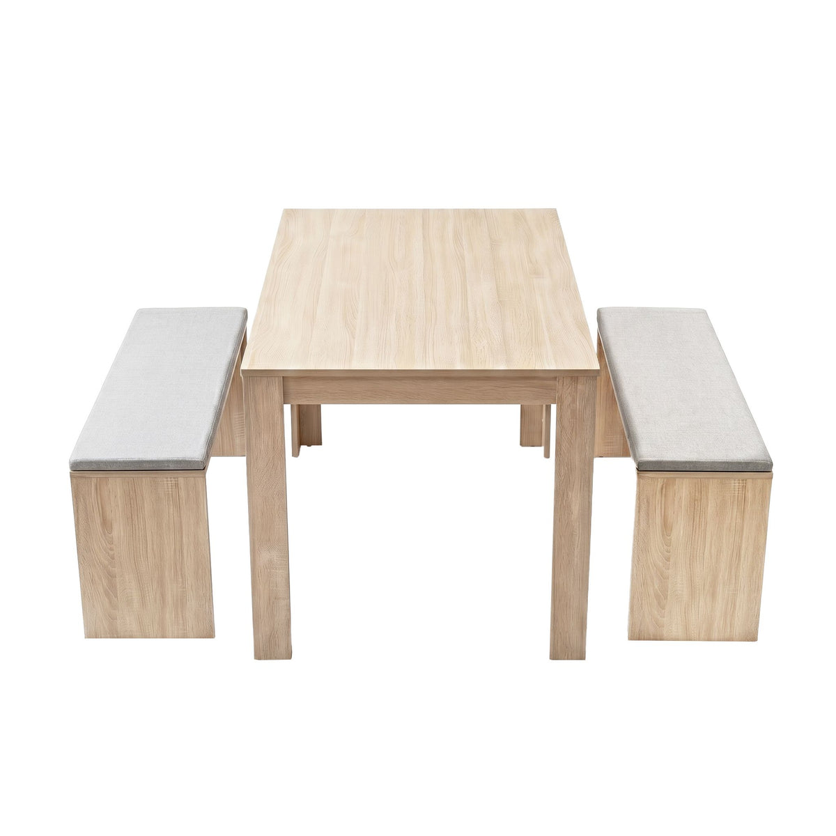 Artiss 3 Piece Dining Sets, 120cm Wooden Dining Table and 2 Upholstered Chairs Set Oak