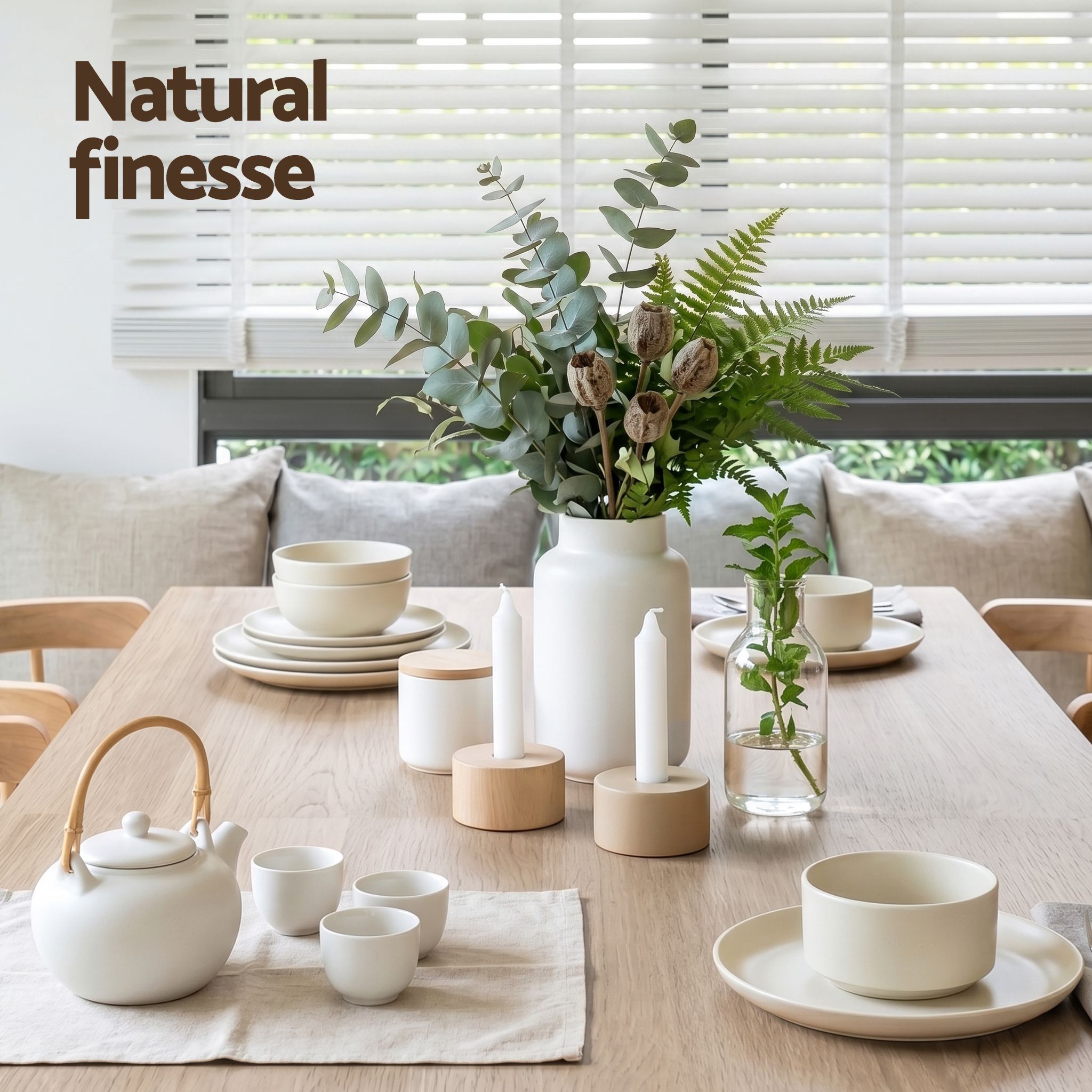 Artiss 3 Piece Dining Sets, 120cm Wooden Dining Table and 2 Upholstered Chairs Set Oak