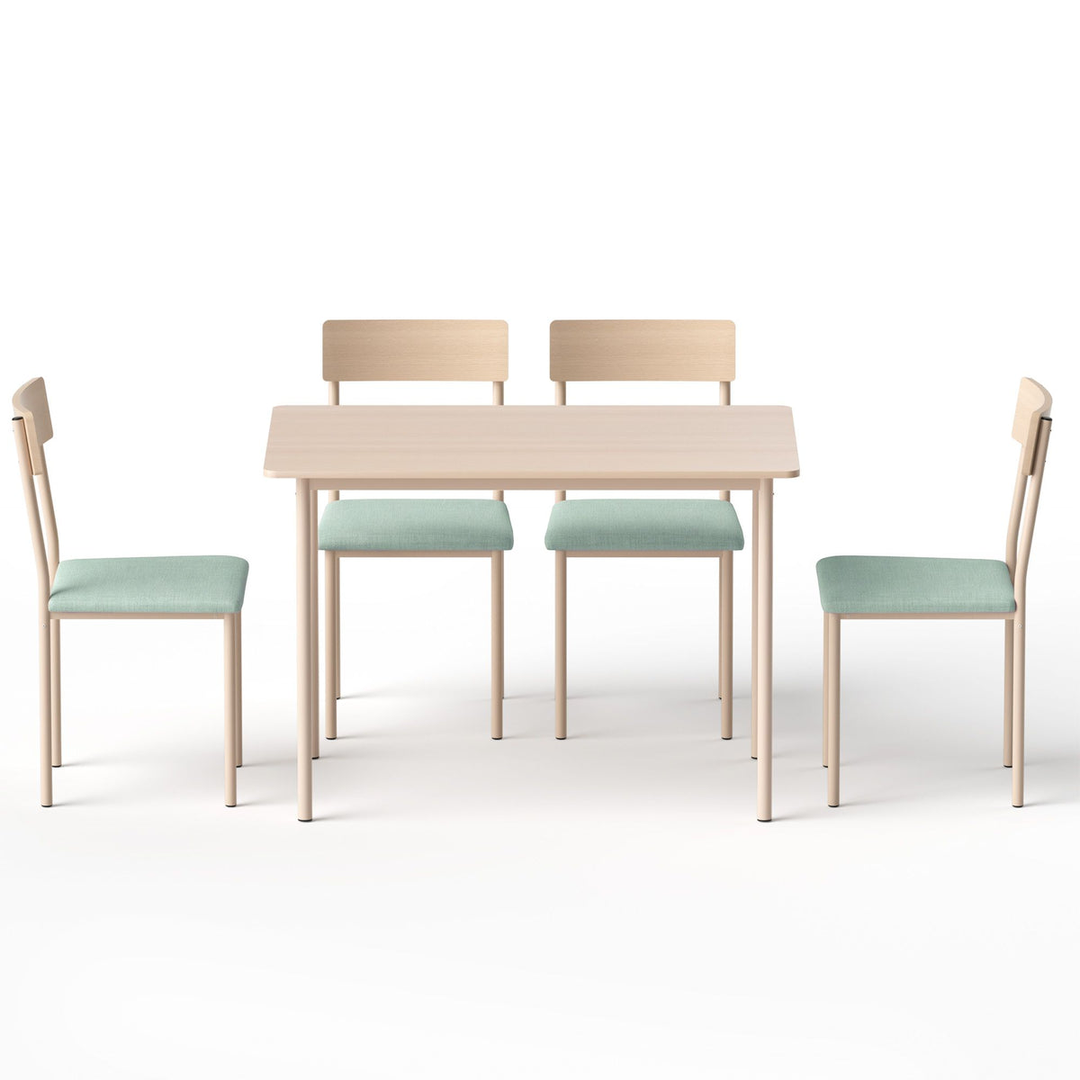 Artiss Dining Table and Chairs Set of 5 Kitchen Furniture Natural Light Green