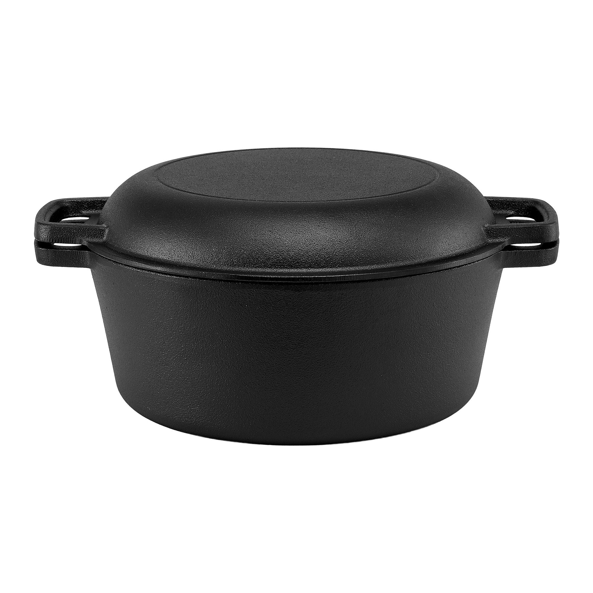 5-Star Chef 5L 2-In-1 Pre-Seasoned Cast Iron Dutch Oven Pot with Lid and Dual Handles for Sourdough Bread Baking