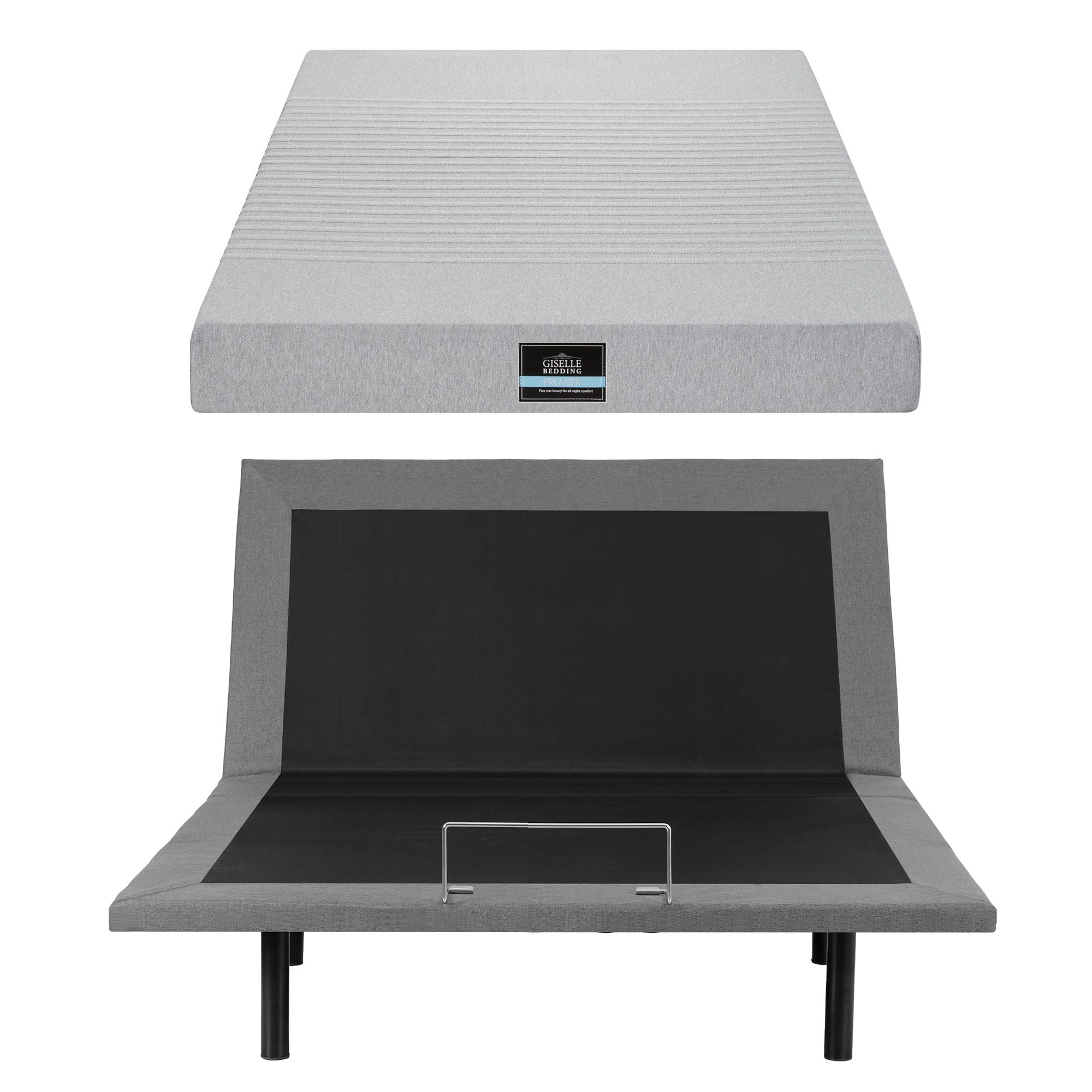 Artiss Double Bed Frame and Giselle Bedding Double Memory Foam Mattress Set, Electric Bed Base with Zero Gravity & 7 Zone Cooling Comfort, Black & Grey