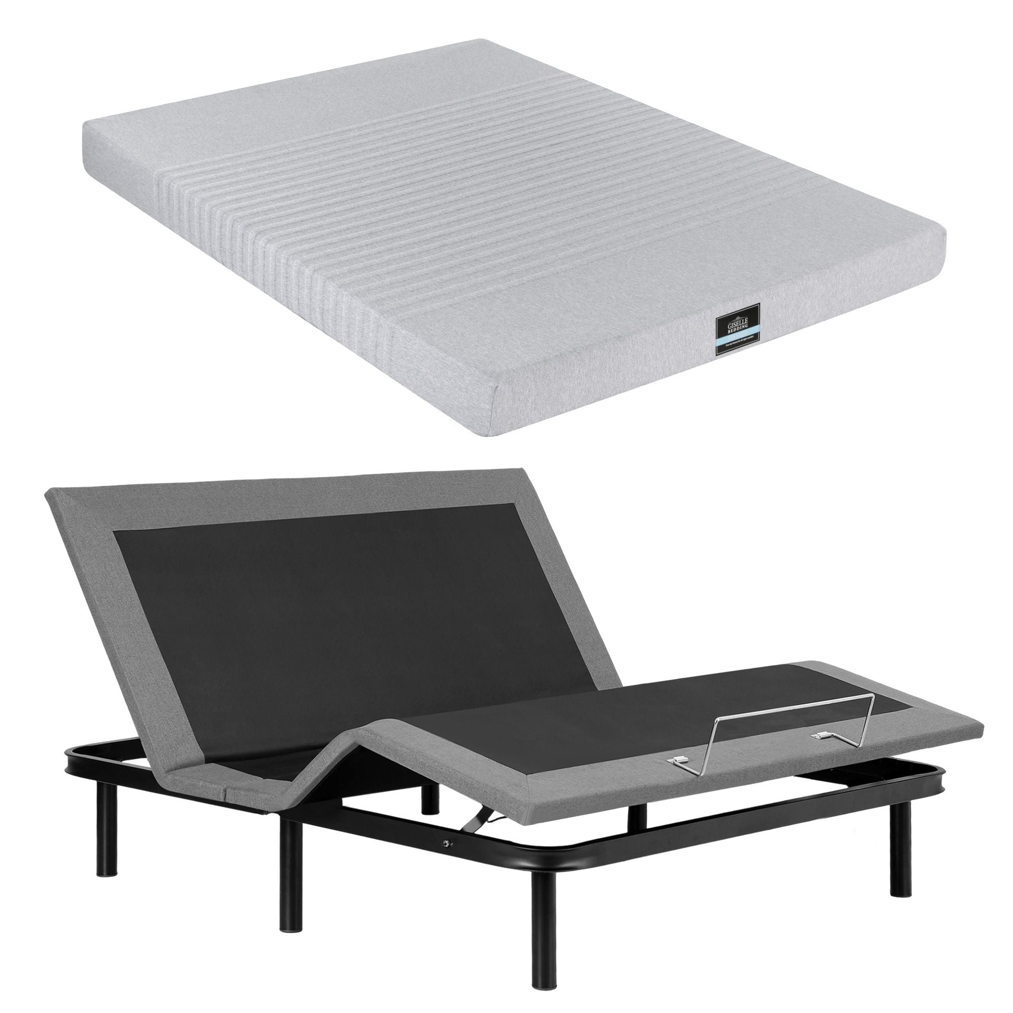 Artiss King Bed Frame and Giselle Bedding King Memory Foam Mattress Set, Electric Bed Base with Zero Gravity & 7 Zone Cooling Comfort, Black & Grey
