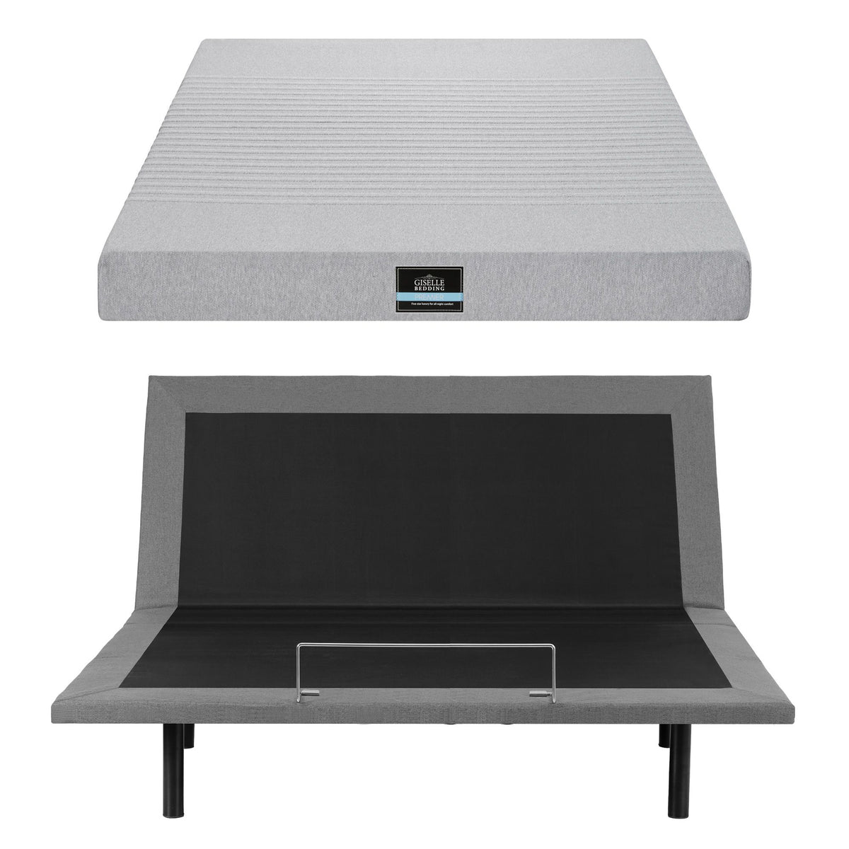 Artiss King Bed Frame and Giselle Bedding King Memory Foam Mattress Set, Electric Bed Base with Zero Gravity & 7 Zone Cooling Comfort, Black & Grey