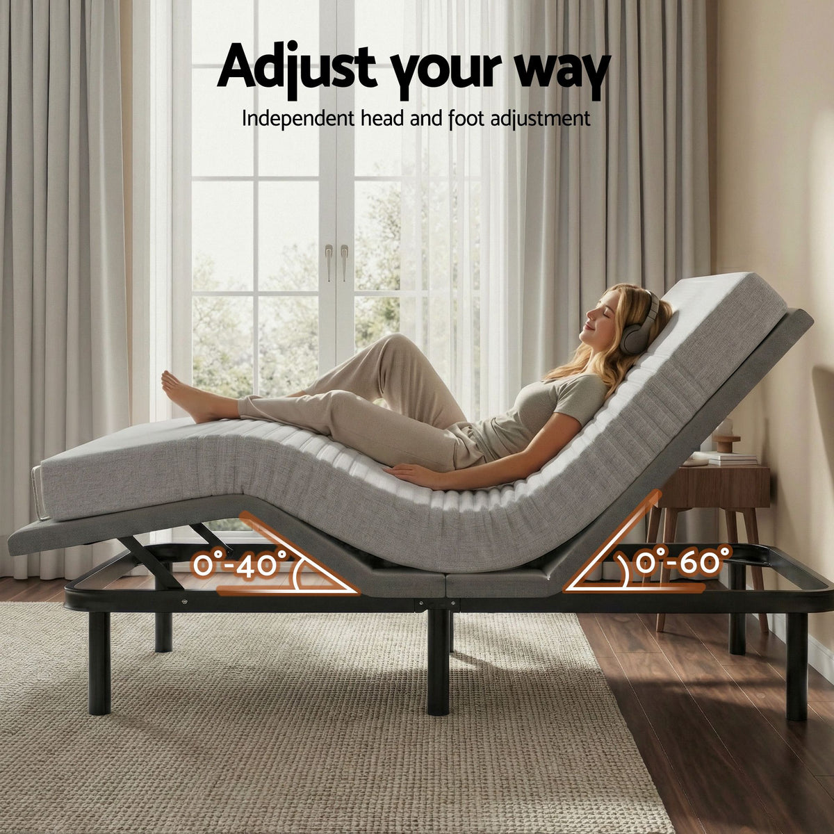 Artiss King Bed Frame and Giselle Bedding King Memory Foam Mattress Set, Electric Bed Base with Zero Gravity & 7 Zone Cooling Comfort, Black & Grey
