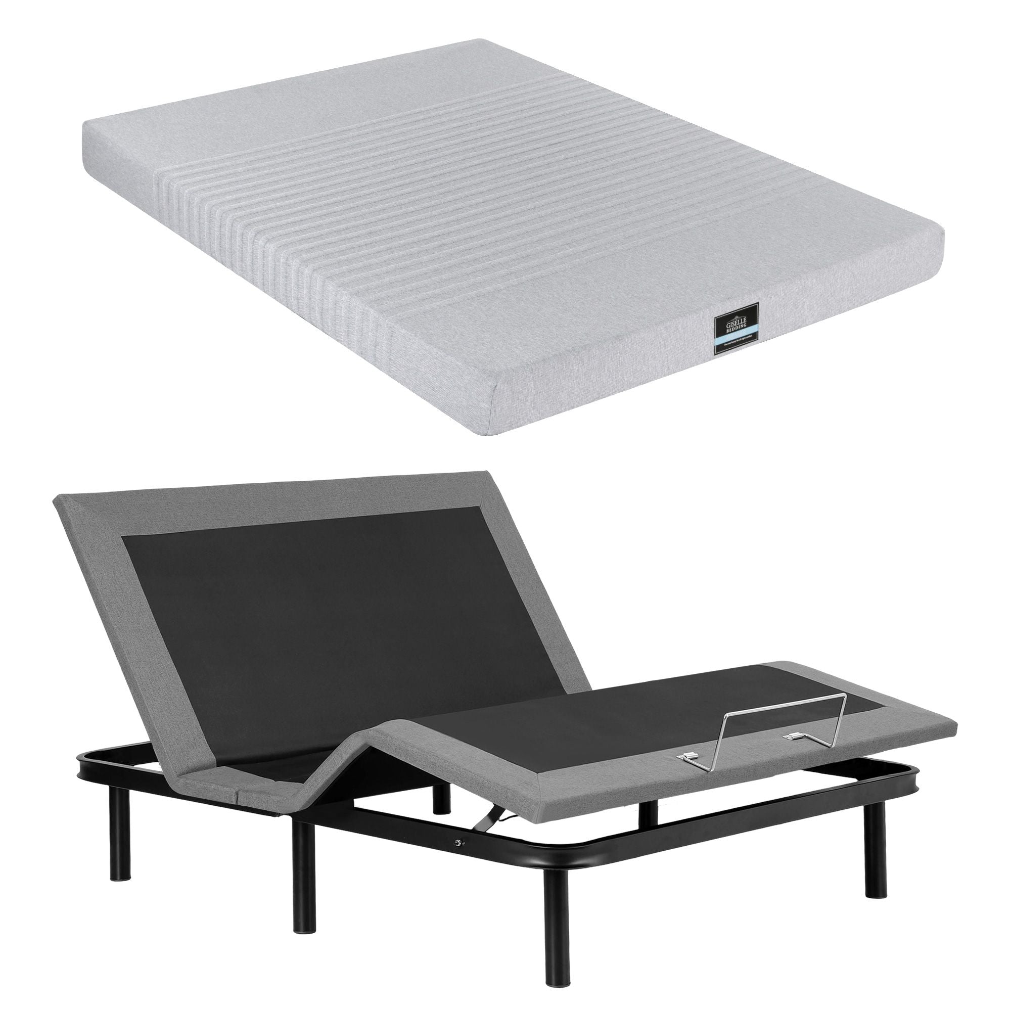 Artiss Queen Bed Frame and Giselle Bedding Queen Memory Foam Mattress Set, Black & Grey