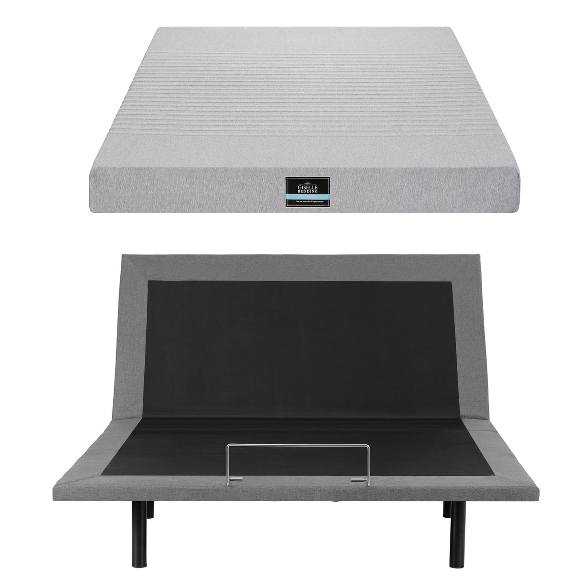 Artiss Queen Bed Frame and Giselle Bedding Queen Memory Foam Mattress Set, Black & Grey
