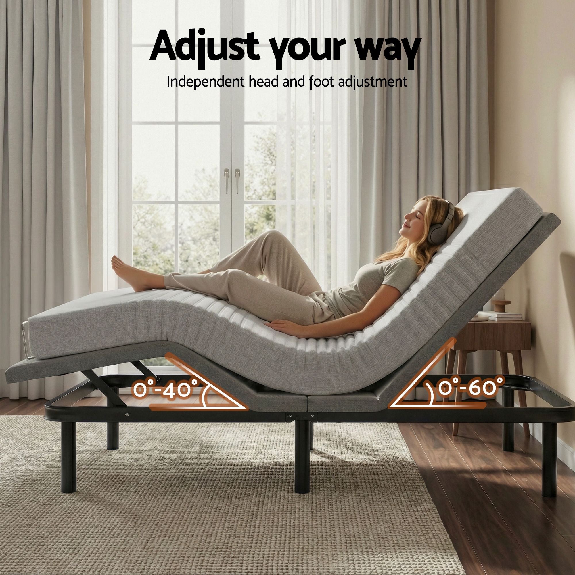 Artiss Queen Bed Frame and Giselle Bedding Queen Memory Foam Mattress Set, Black & Grey