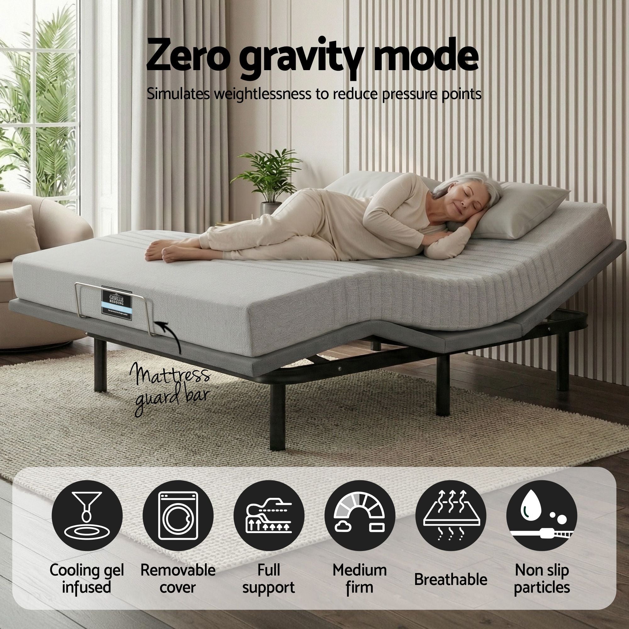 Artiss Queen Bed Frame and Giselle Bedding Queen Memory Foam Mattress Set, Black & Grey