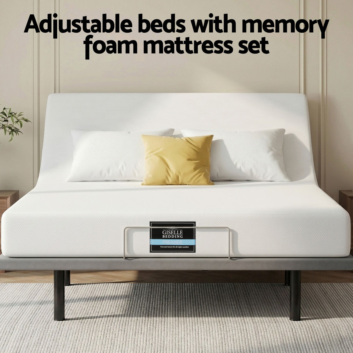 Artiss Double size bed frame & Giselle Bedding Double Mattress Combo, Wireless Remote, Black