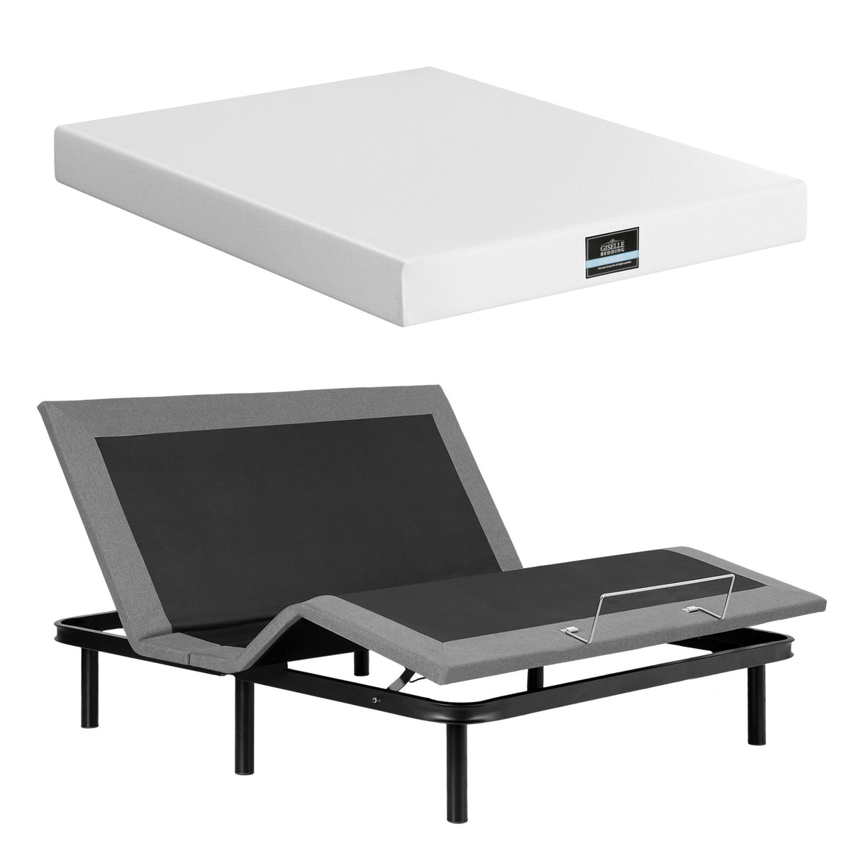 Artiss King size bed frame & Giselle Bedding King Mattress Combo, adjustable bed Base, Black