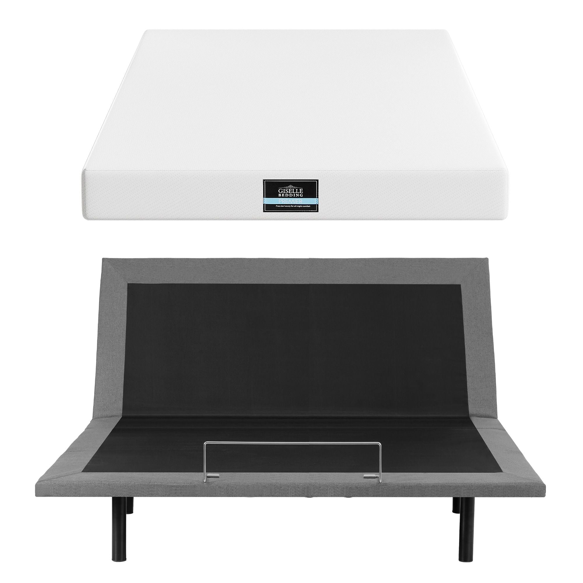 Artiss King size bed frame & Giselle Bedding King Mattress Combo, adjustable bed Base, Black