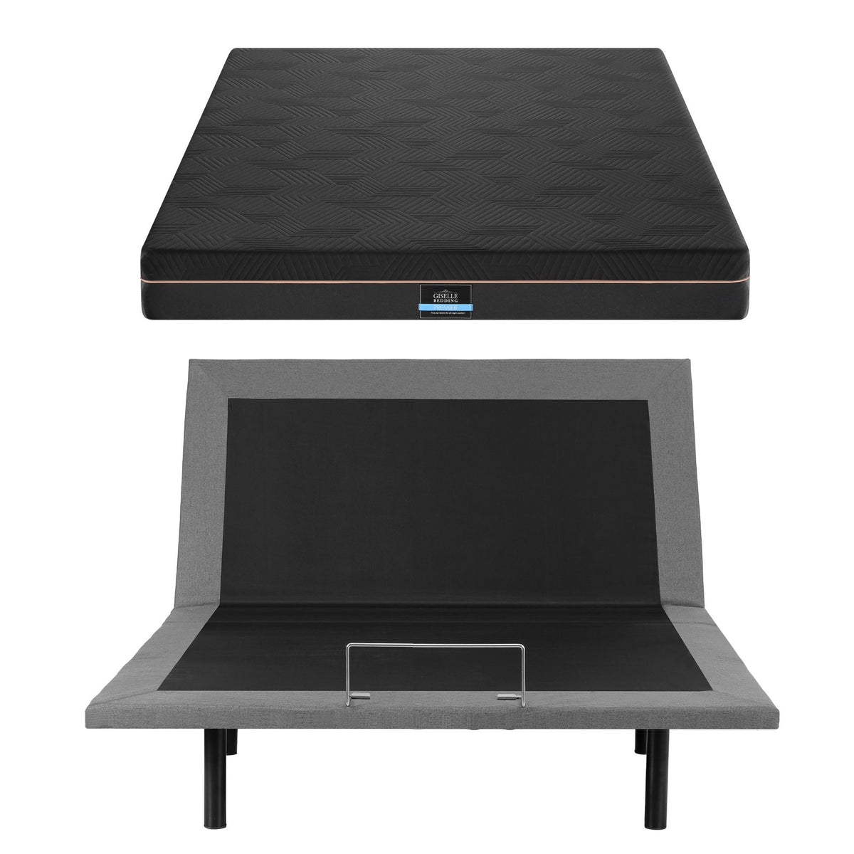 Artiss Double size bed frame with Giselle Bedding Double Mattress, adjustable bed Base Combo, Black