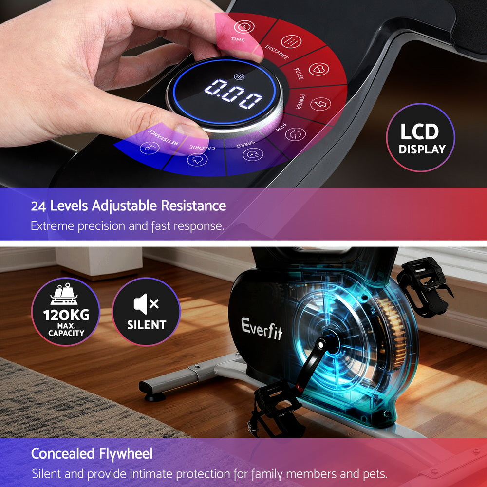 Everfit Exercise Bike Electromagnetic Smart Home Fitness 24-Level Resistance 120kg Bluetooth