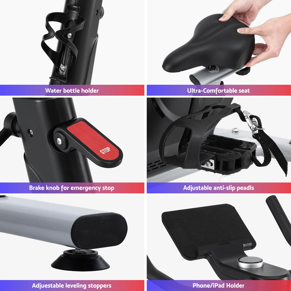 Everfit Exercise Bike Electromagnetic Smart Home Fitness 24-Level Resistance 120kg Bluetooth