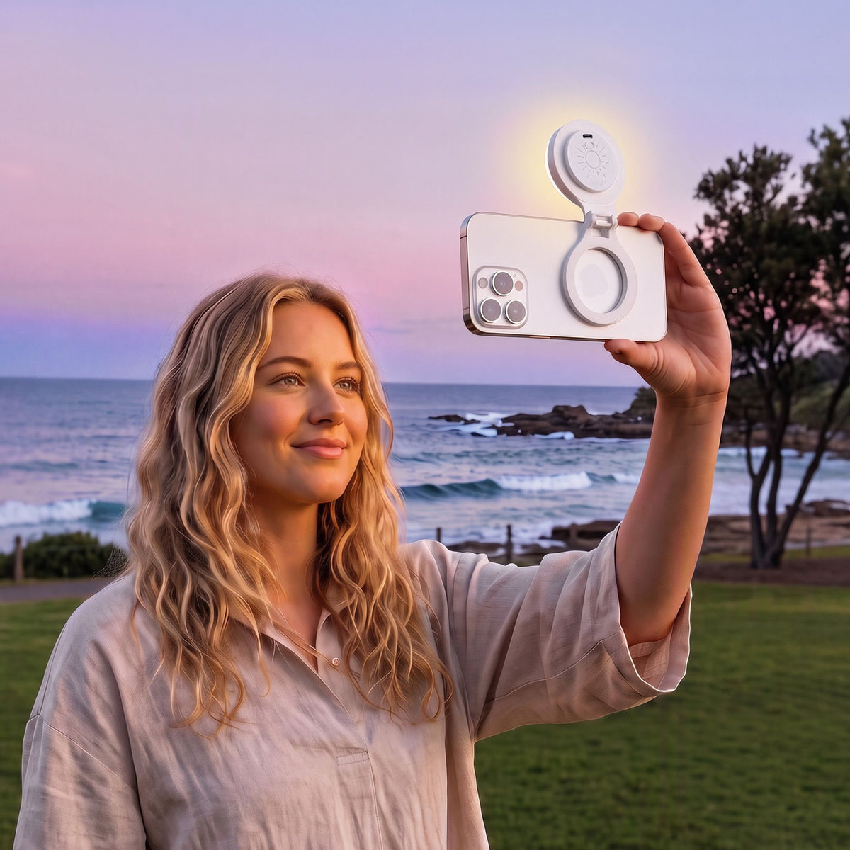 Devanti Magnetic Selfie Light Foldable LED Ring CRI95 300mAh White