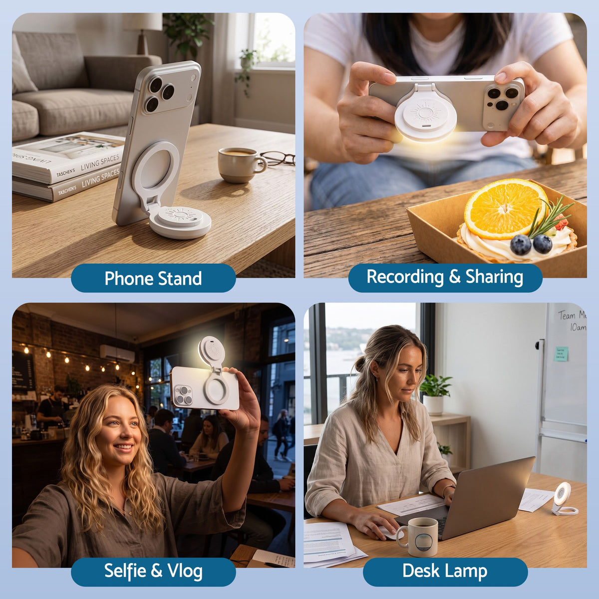 Devanti Magnetic Selfie Light Foldable LED Ring CRI95 300mAh White