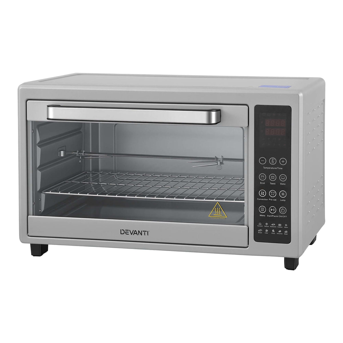 Convection Oven Electric Fryer Bake Grill Ovens Benchtop 48L 2000W Silver