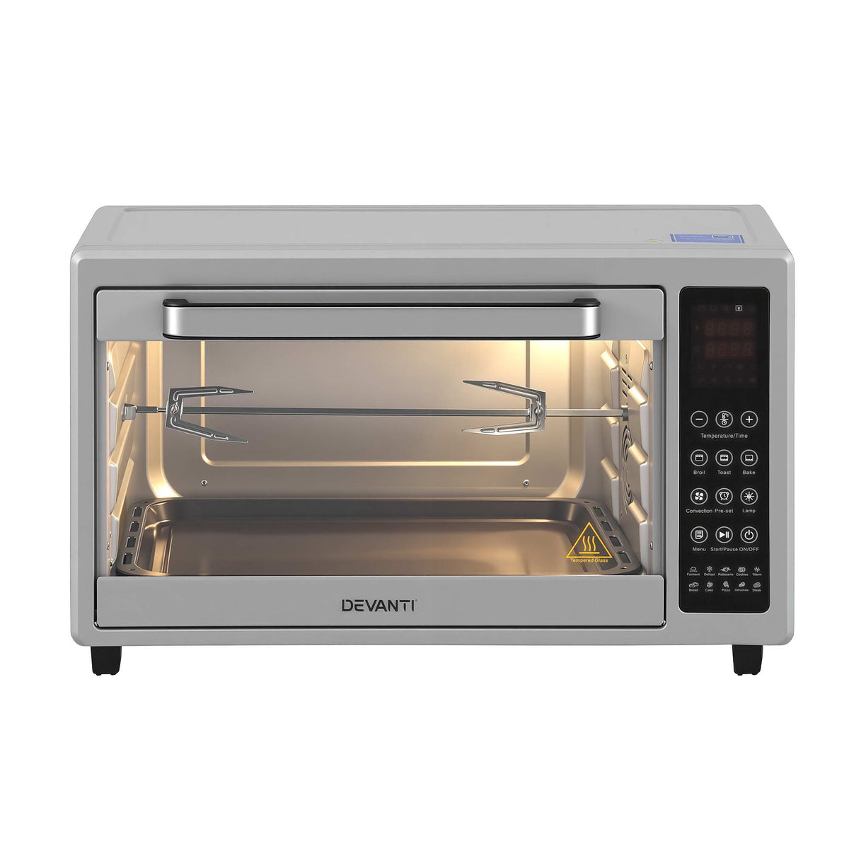 Convection Oven Electric Fryer Bake Grill Ovens Benchtop 48L 2000W Silver