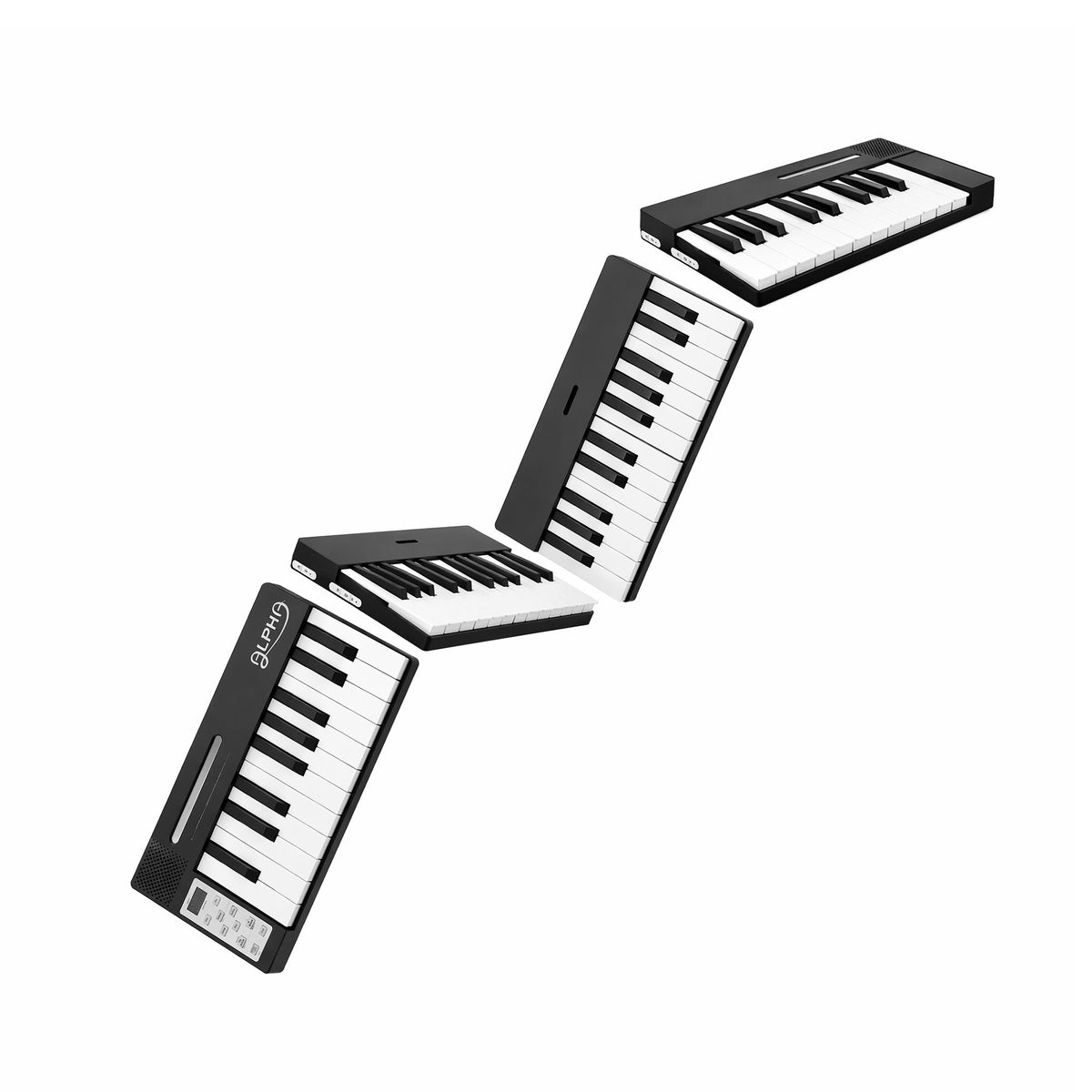 Alpha 88 Key Folding Electronic Keyboard Digital Piano Portable MIDI Black