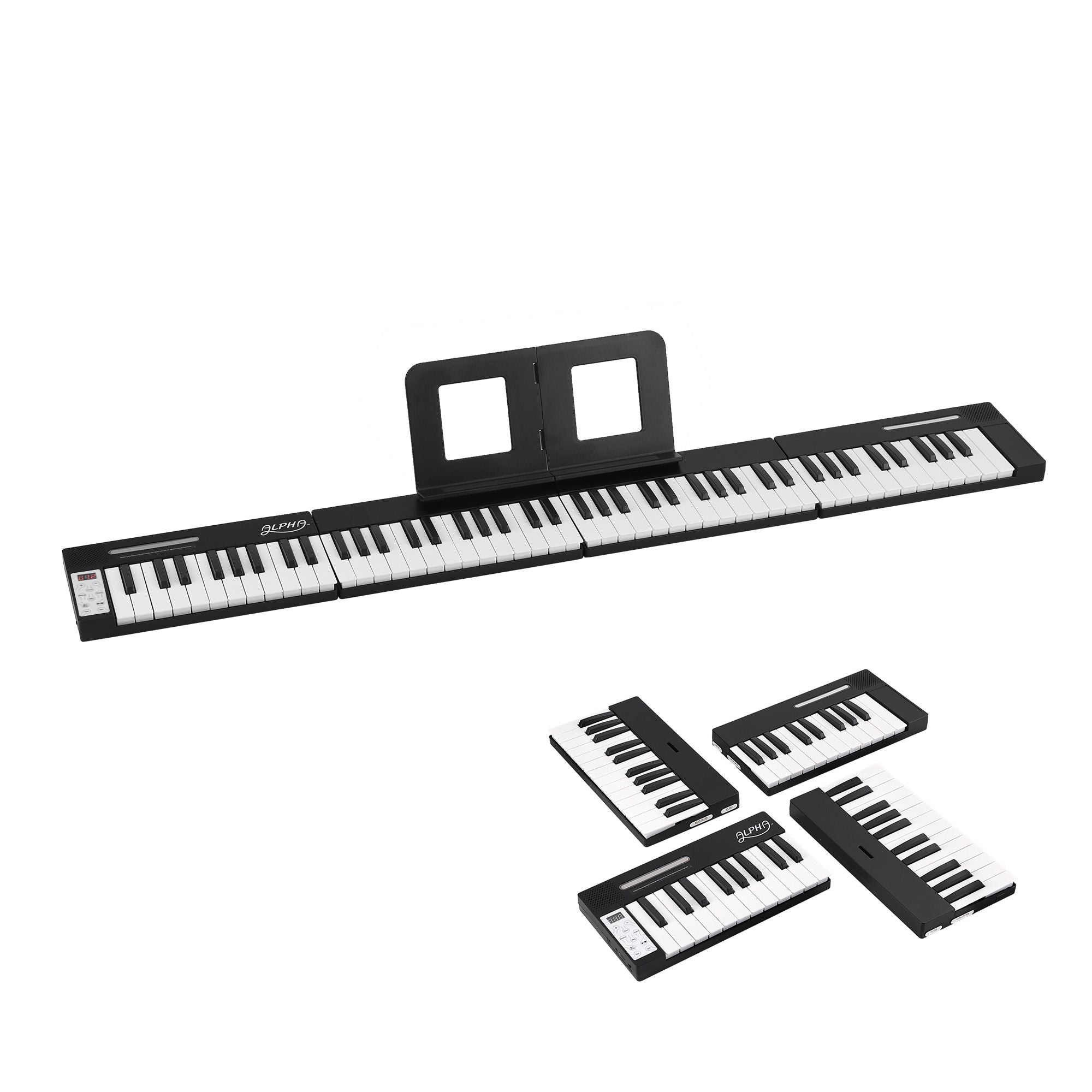 Alpha 88 Key Folding Electronic Keyboard Digital Piano Portable MIDI Black