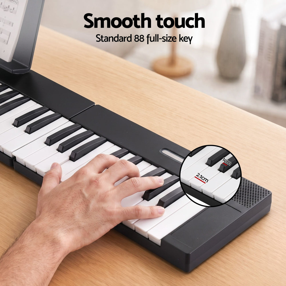 Alpha 88 Key Folding Electronic Keyboard Digital Piano Portable MIDI Black