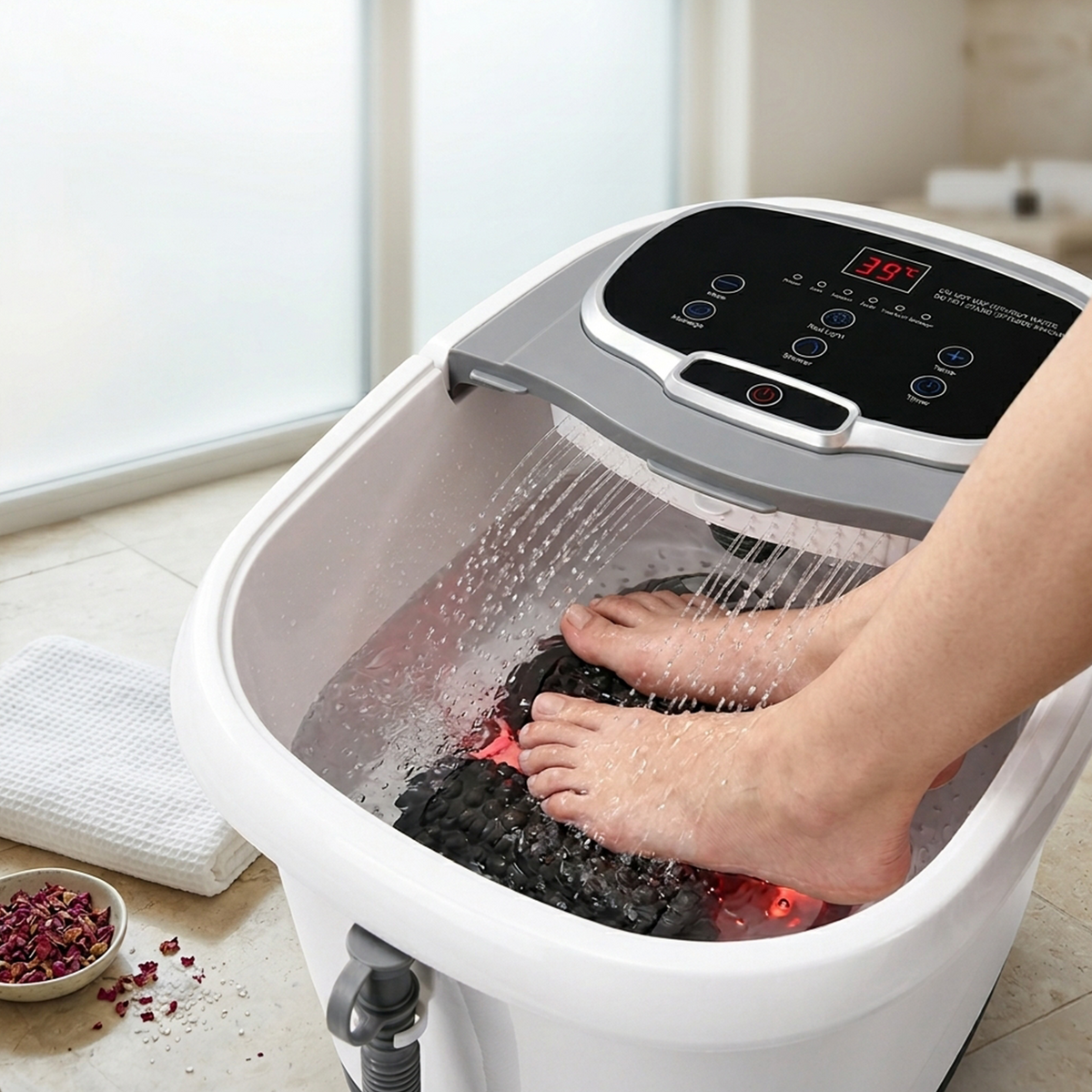 Multifunctional Electric Foot Spa Bath Massager Motorised Shiatsu Balls