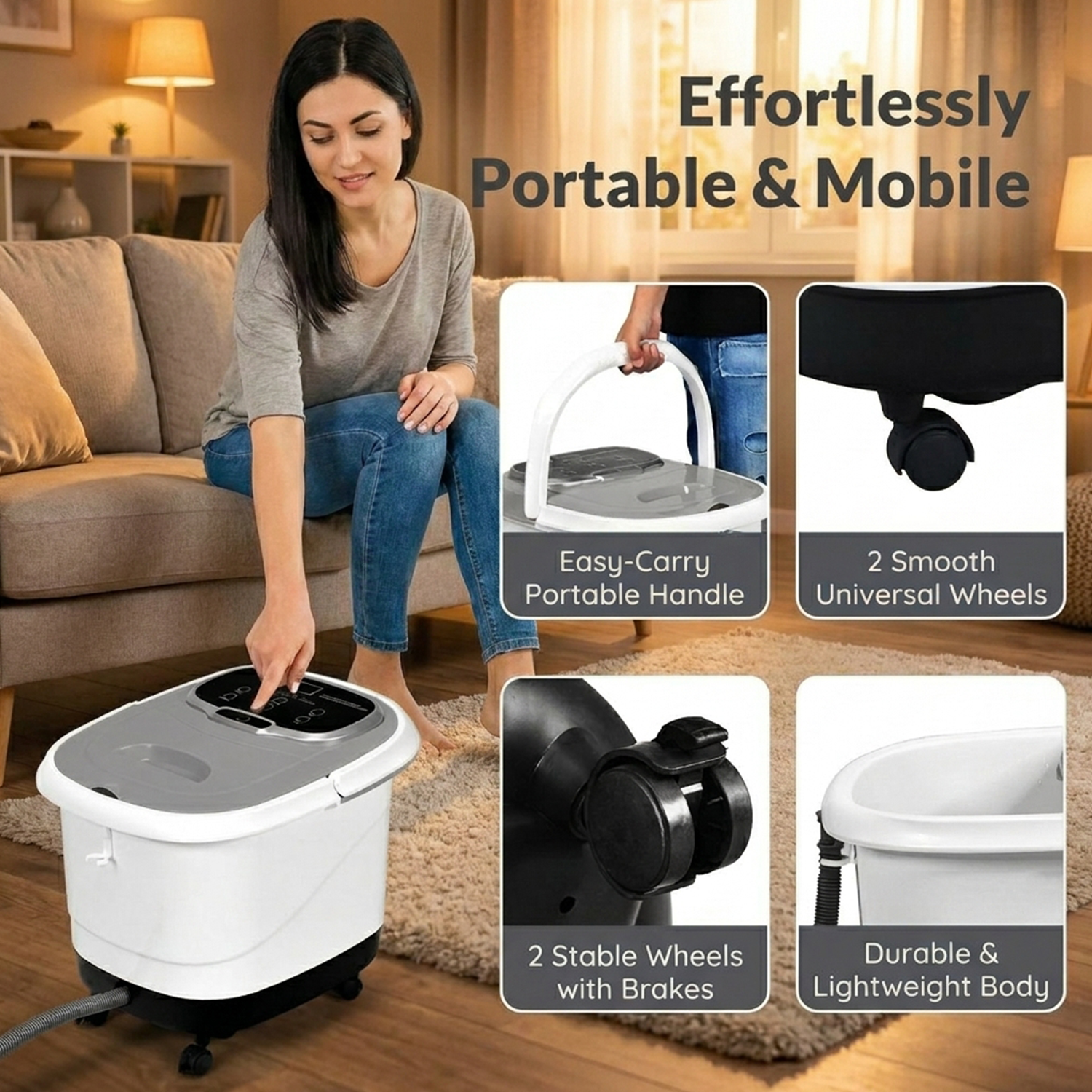 Multifunctional Electric Foot Spa Bath Massager Motorised Shiatsu Balls