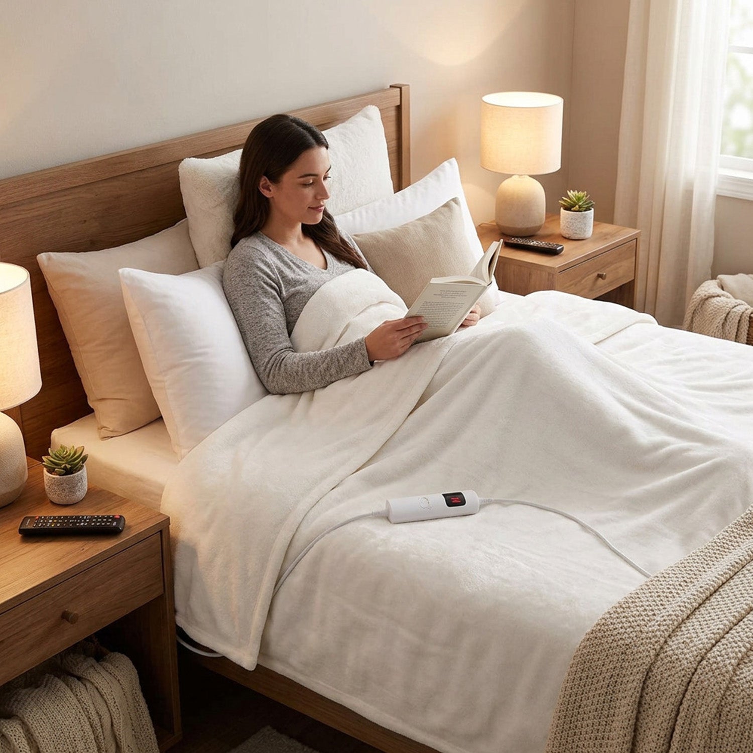 Bedding Electric Blanket with Controller and 9 Heat Settings Home Bedroom