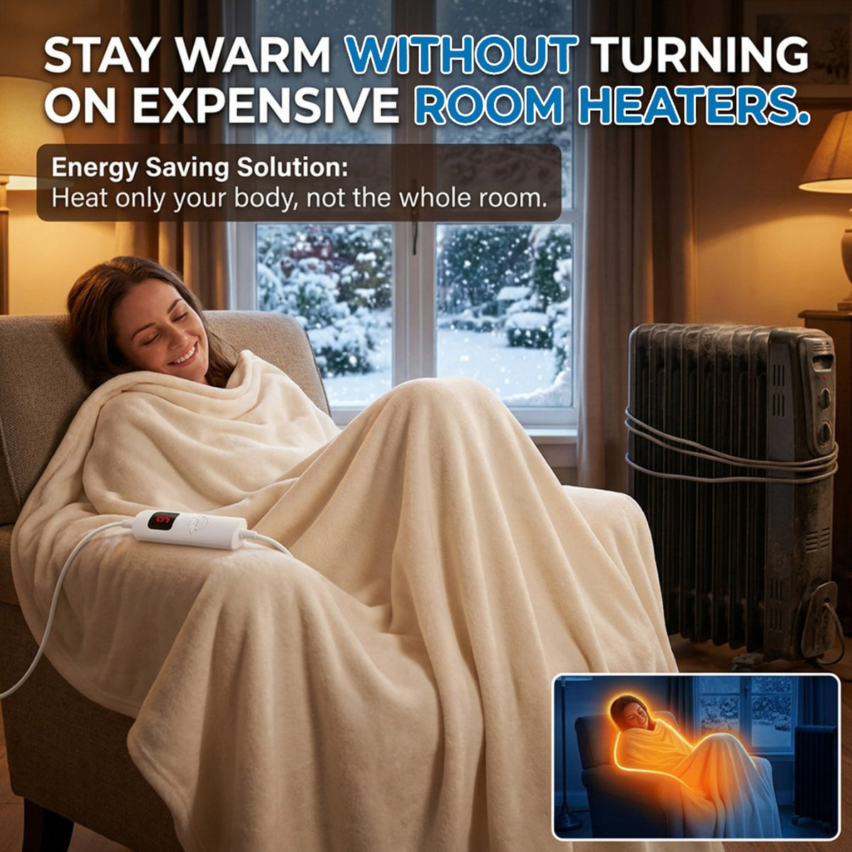 Bedding Electric Blanket with Controller and 9 Heat Settings Home Bedroom