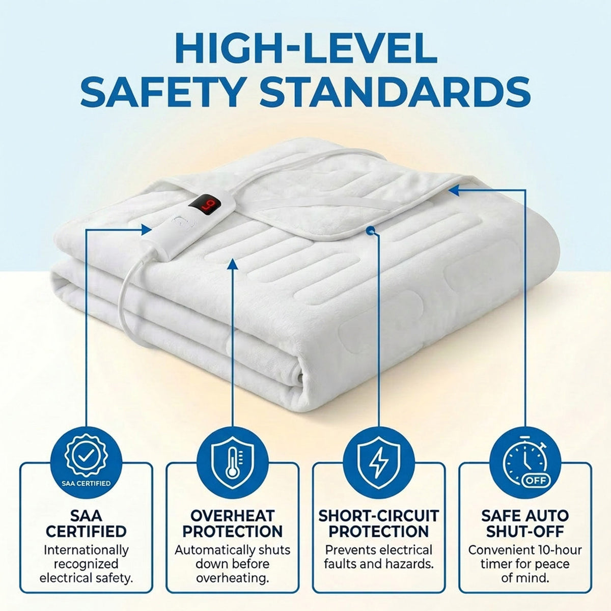 Bedding Electric Blanket with Controller and 9 Heat Settings Home Bedroom