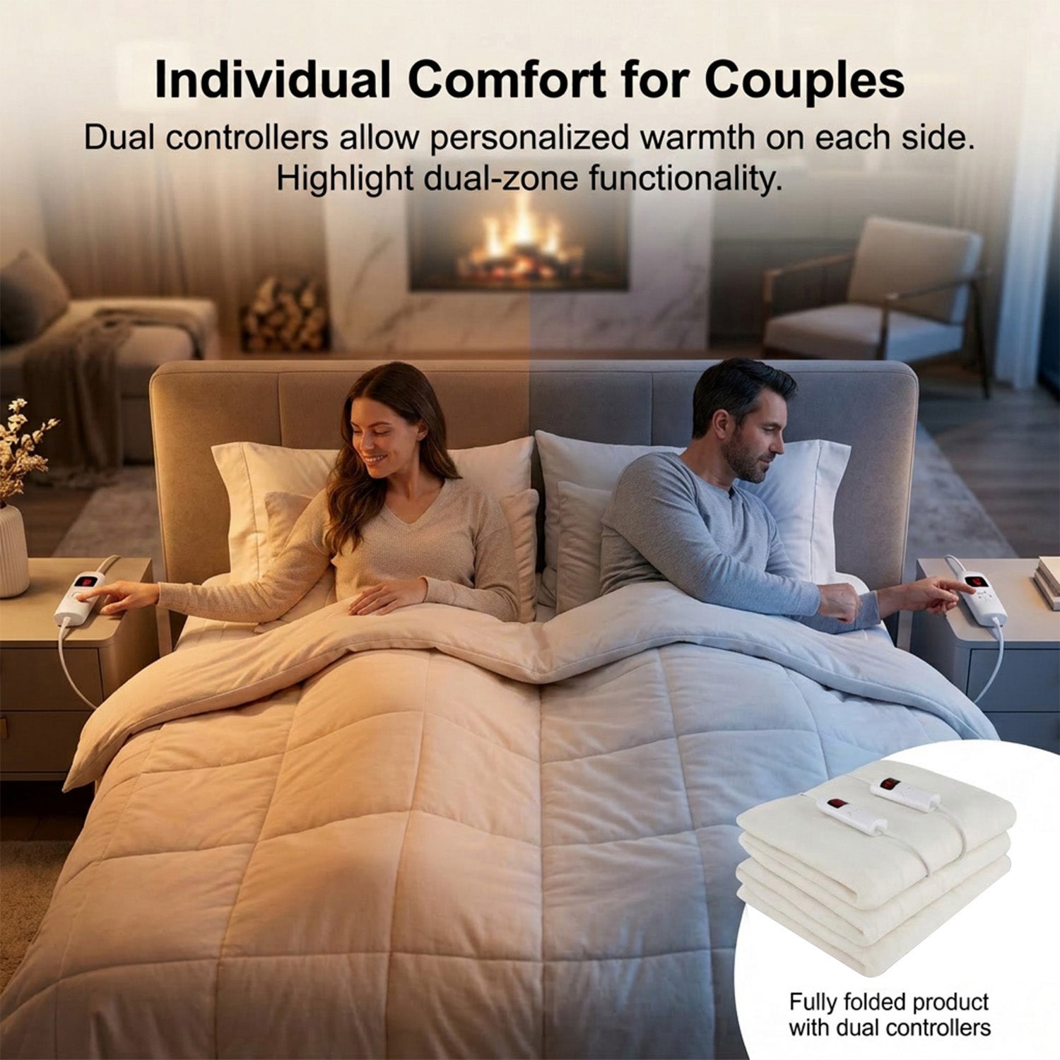 Bedding Electric Blanket with Controller and 9 Heat Settings Home Bedroom