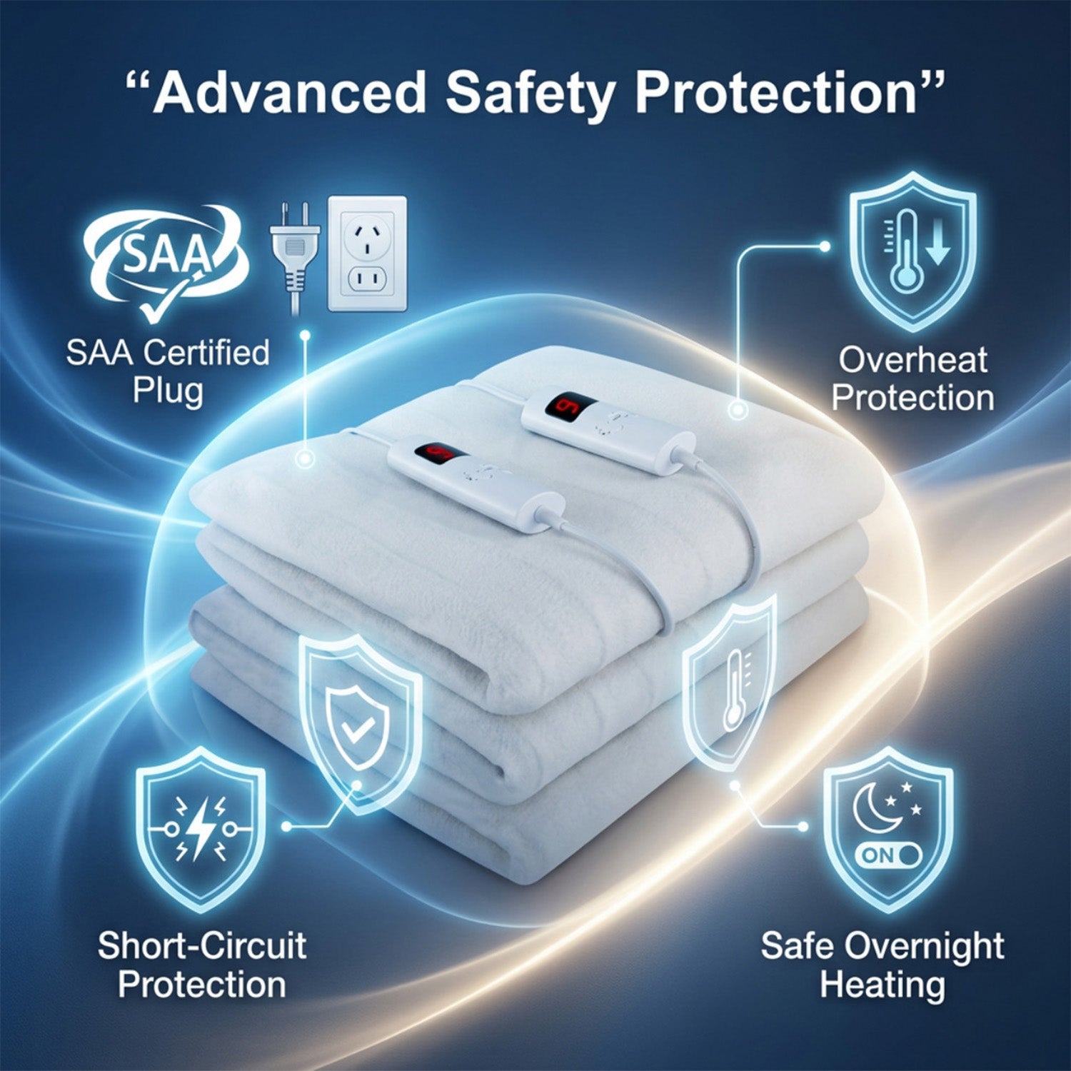 Bedding Electric Blanket with Controller and 9 Heat Settings Home Bedroom