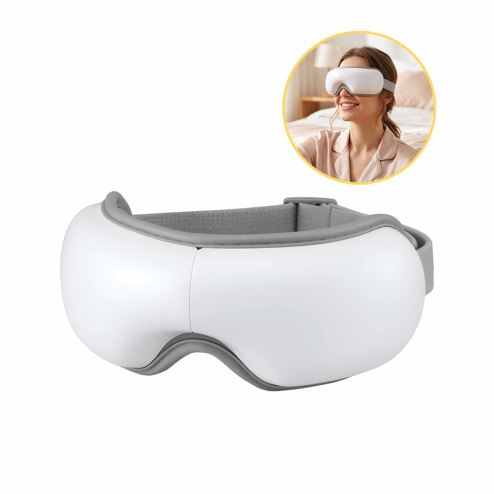 Livemor Eye Massager with Heat & Vibration | 180° Foldable Electric Eye Heat Mask with Bluetooth Music for Fatigue Relief