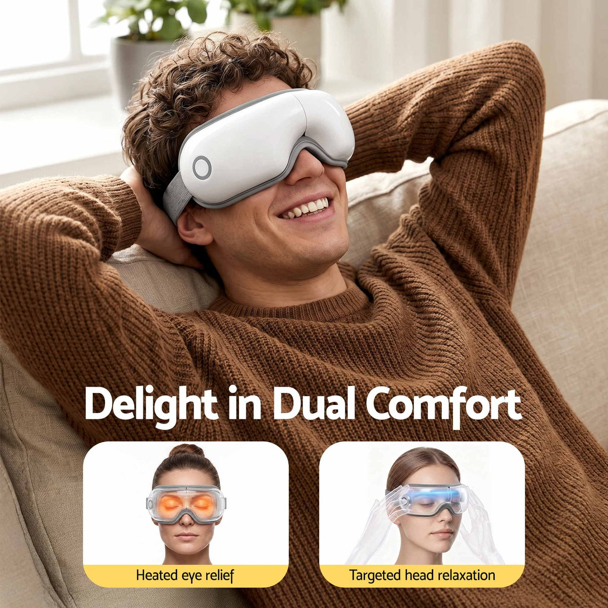 Livemor Eye Massager with Heat & Vibration | 180° Foldable Electric Eye Heat Mask with Bluetooth Music for Fatigue Relief