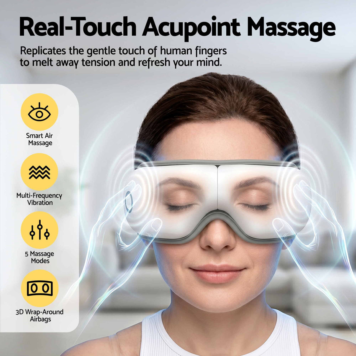 Livemor Eye Massager with Heat & Vibration | 180° Foldable Electric Eye Heat Mask with Bluetooth Music for Fatigue Relief