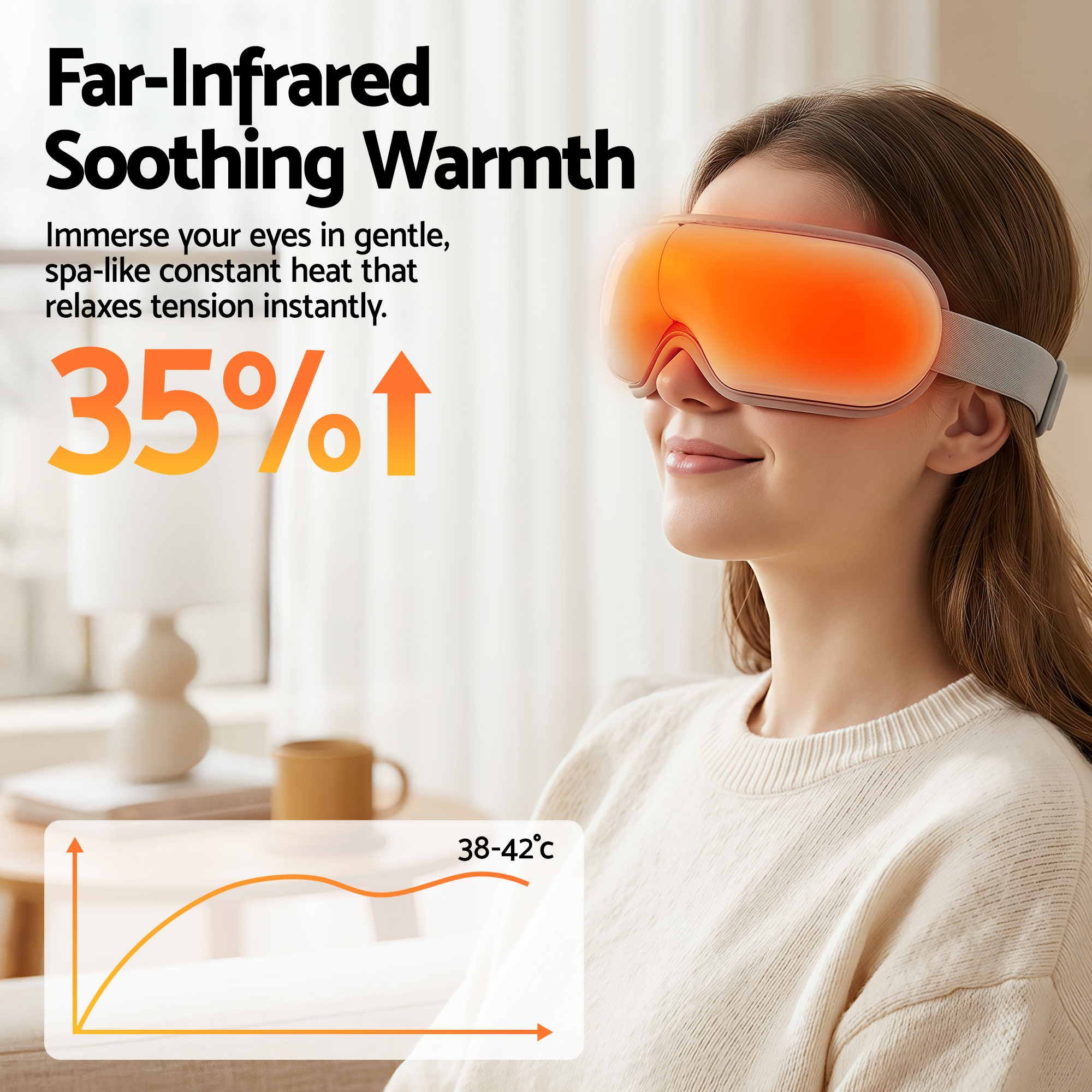 Livemor Eye Massager with Heat & Vibration | 180° Foldable Electric Eye Heat Mask with Bluetooth Music for Fatigue Relief