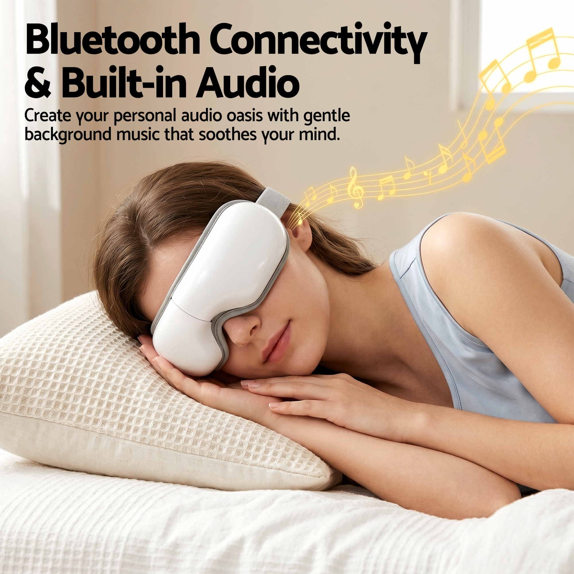 Livemor Eye Massager with Heat & Vibration | 180° Foldable Electric Eye Heat Mask with Bluetooth Music for Fatigue Relief