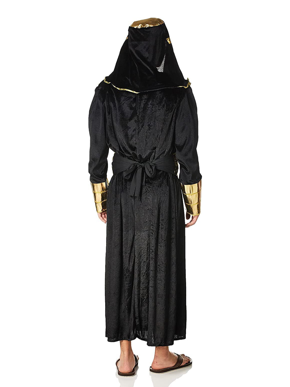 Egyptian Pharaoh Costume for Adults – Black Robe with Gold Collar Belt and Headpiece Black Colour