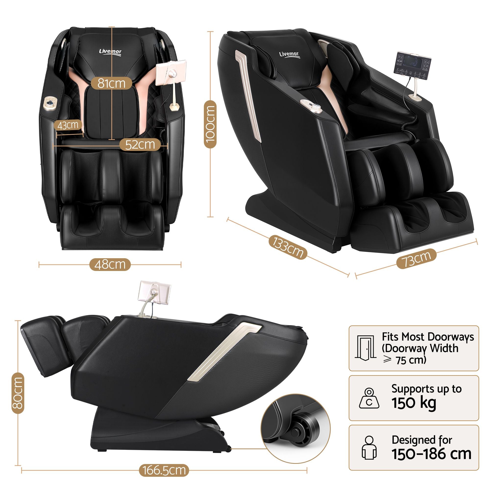 Livemor Flex Massage Chair Full Body with Zero Gravity Recliner and Footrest