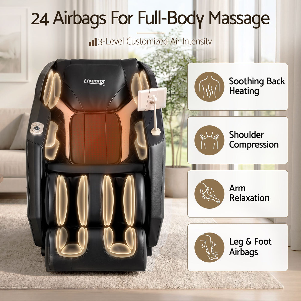Livemor Flex Massage Chair Full Body with Zero Gravity Recliner and Footrest