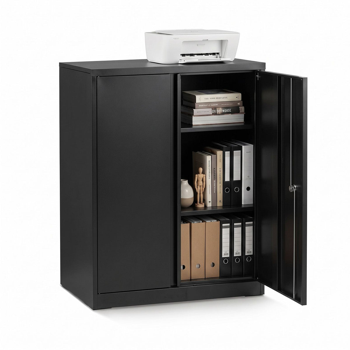 Artiss 100cm Steel Locker Cabinet Filing Storage 3-Point Lock Adjust Black