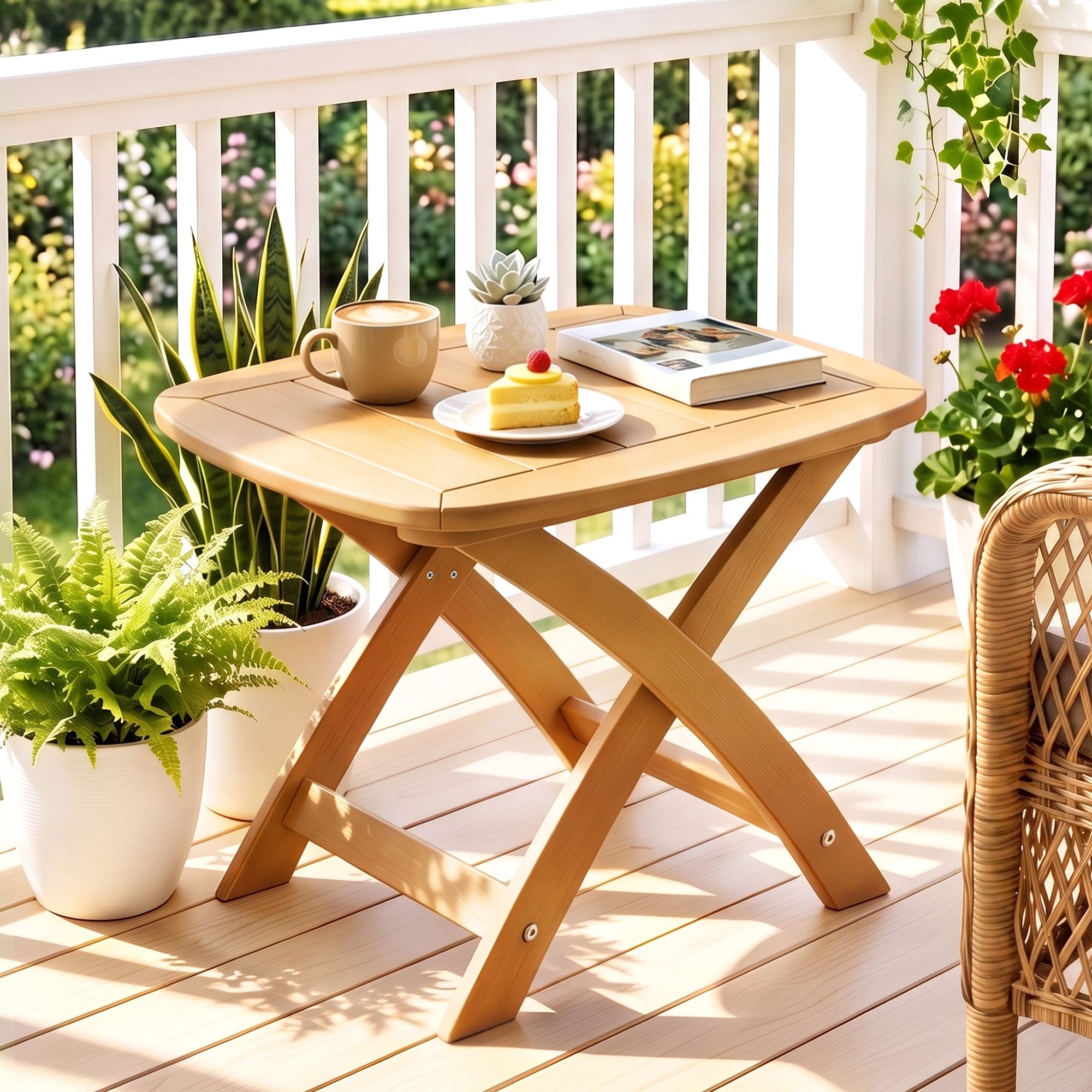 Gardeon Outdoor HDPE Coffee Side Table Indoor Patio Furniture Garden Natural