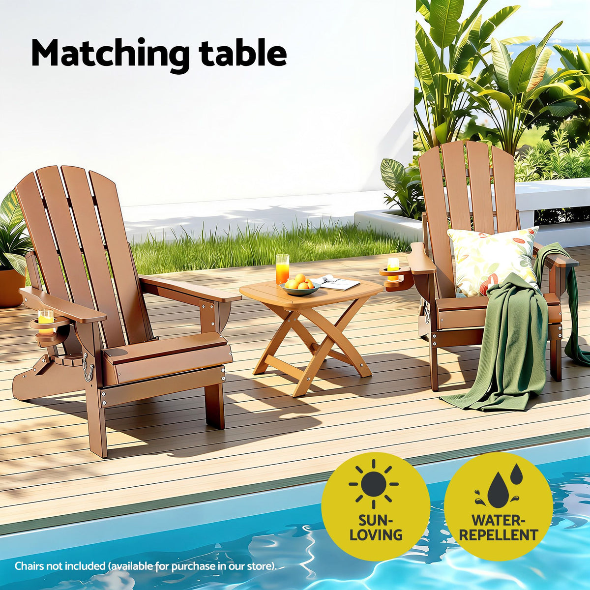 Gardeon Outdoor HDPE Coffee Side Table Indoor Patio Furniture Garden Natural