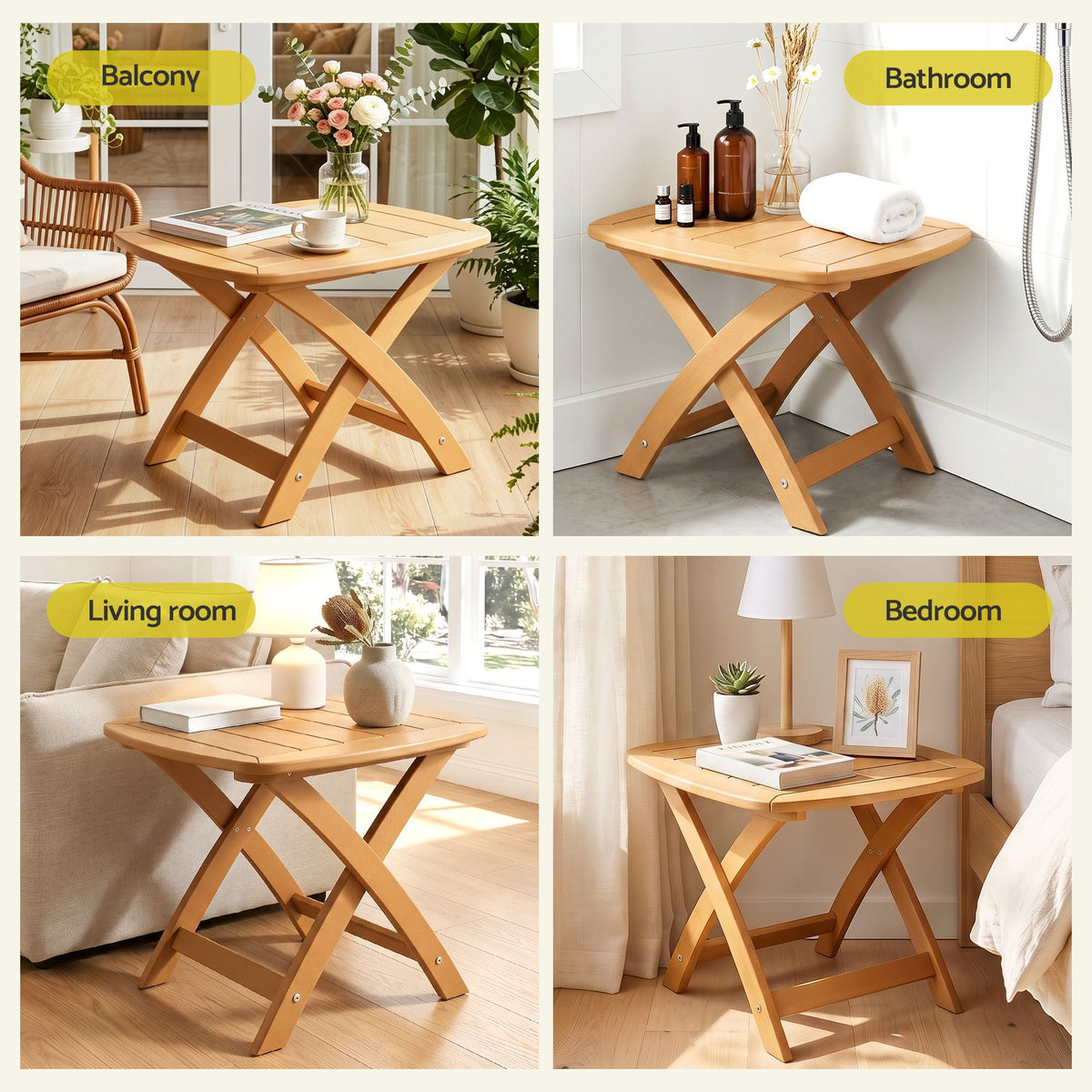 Gardeon Outdoor HDPE Coffee Side Table Indoor Patio Furniture Garden Natural