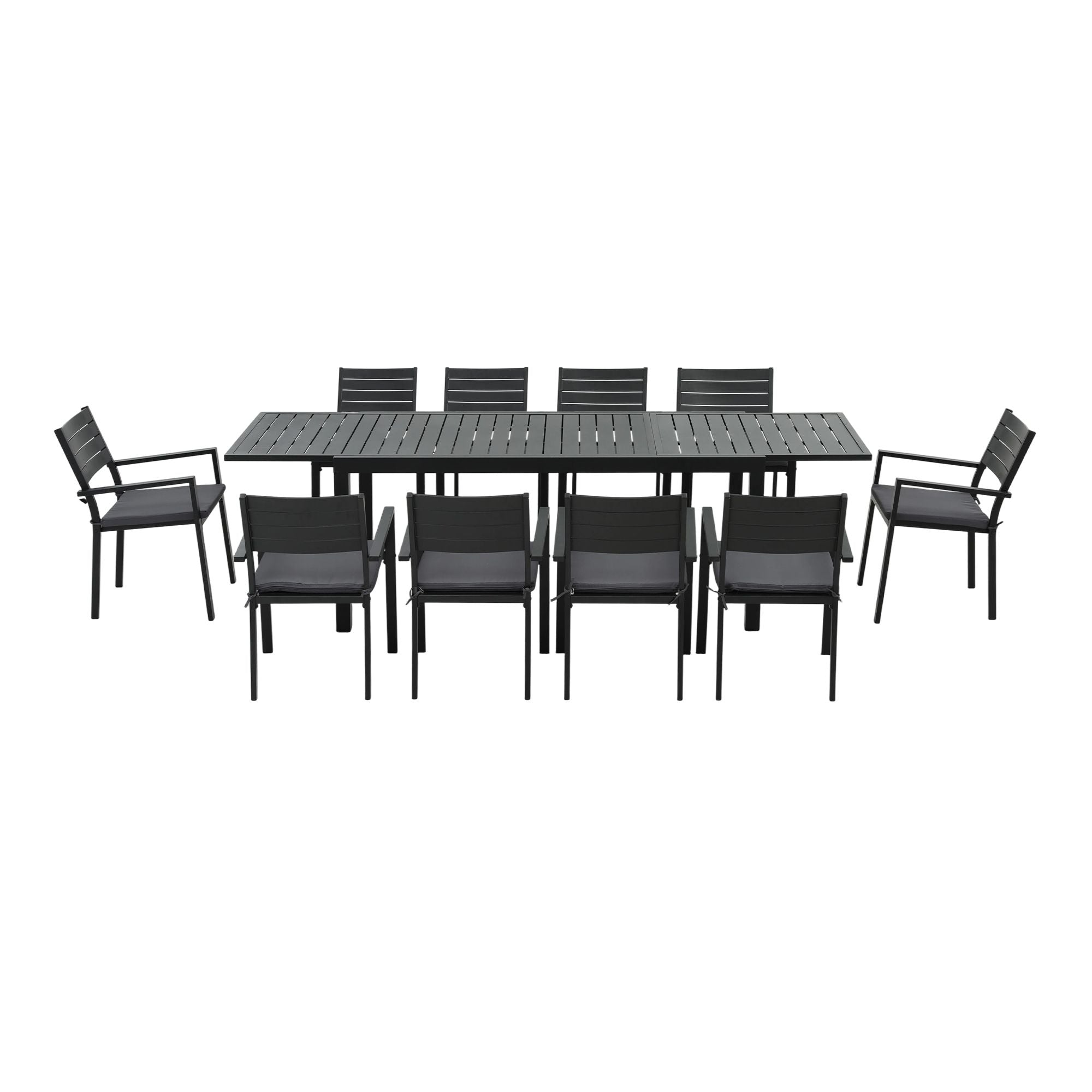 Gardeon Outdoor Dining Set 11PCS Aluminum Extendable Table Chairs Patio Black